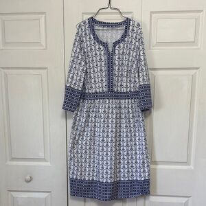 Blue and White Printed Women's Dress